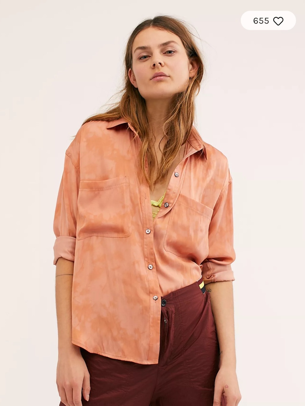 Free People We The Free Color of the Valley Button Down Shirt